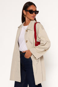 OUTERWEAR Stella Button Front Collar Jacket - Taupe
