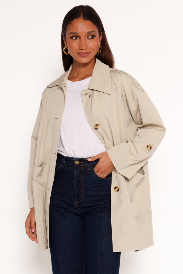OUTERWEAR Stella Button Front Collar Jacket - Taupe