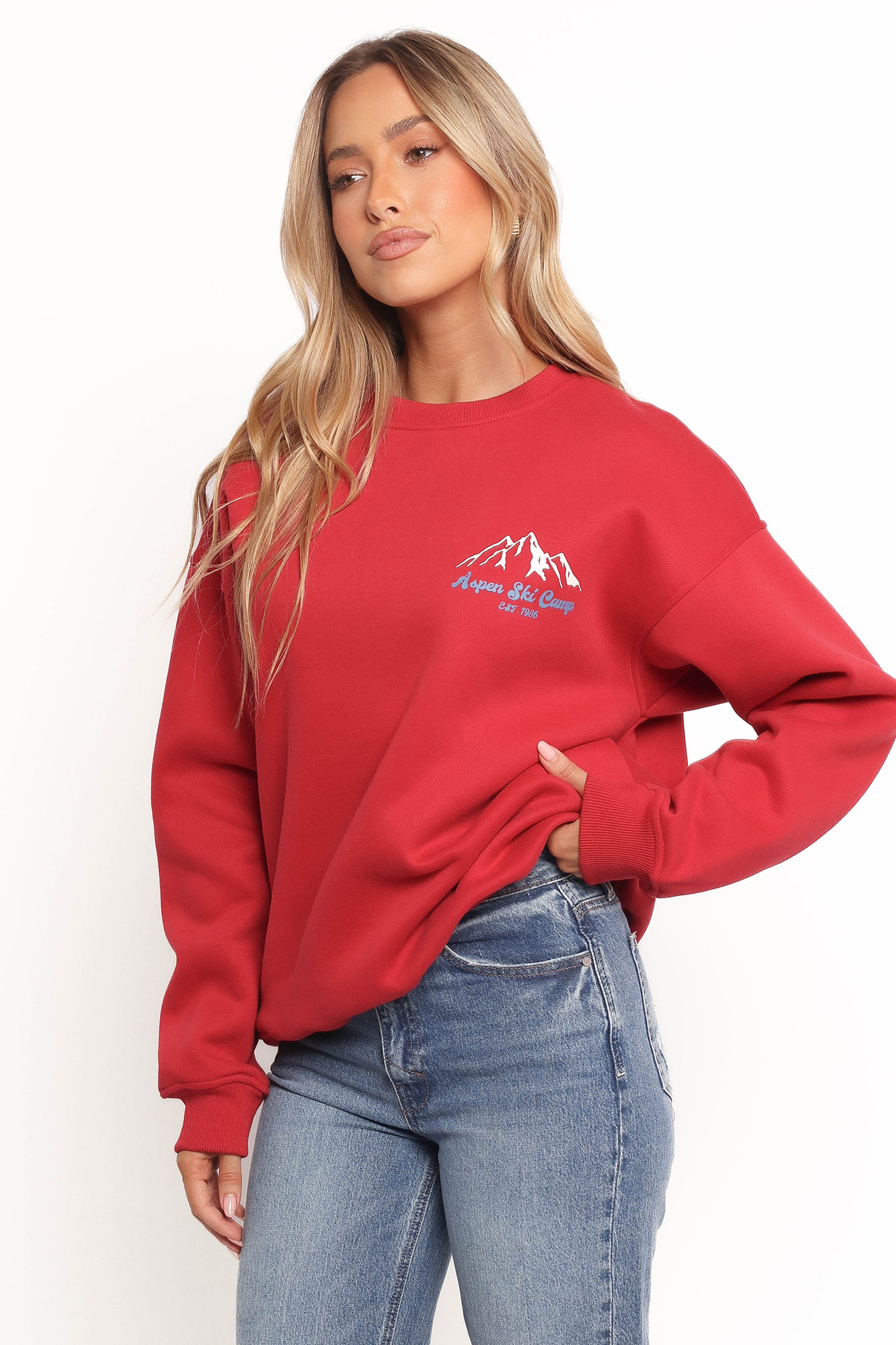 OUTERWEAR Torie Apres Ski Camp Sweatshirt - Cherry