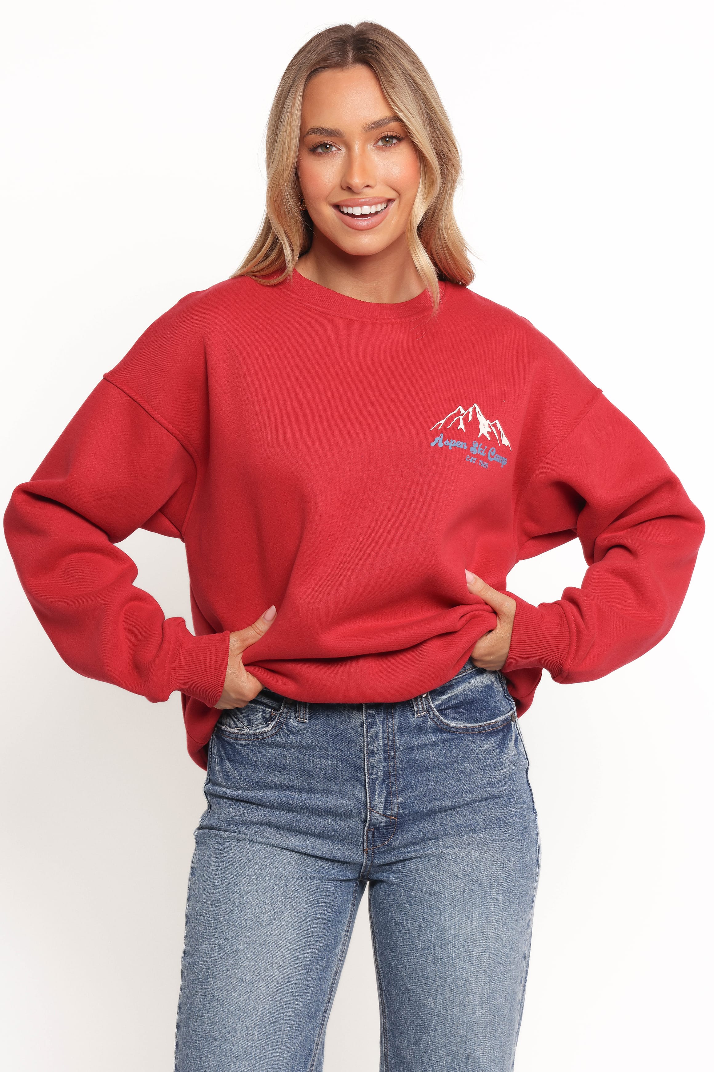 OUTERWEAR Torie Apres Ski Camp Sweatshirt - Cherry
