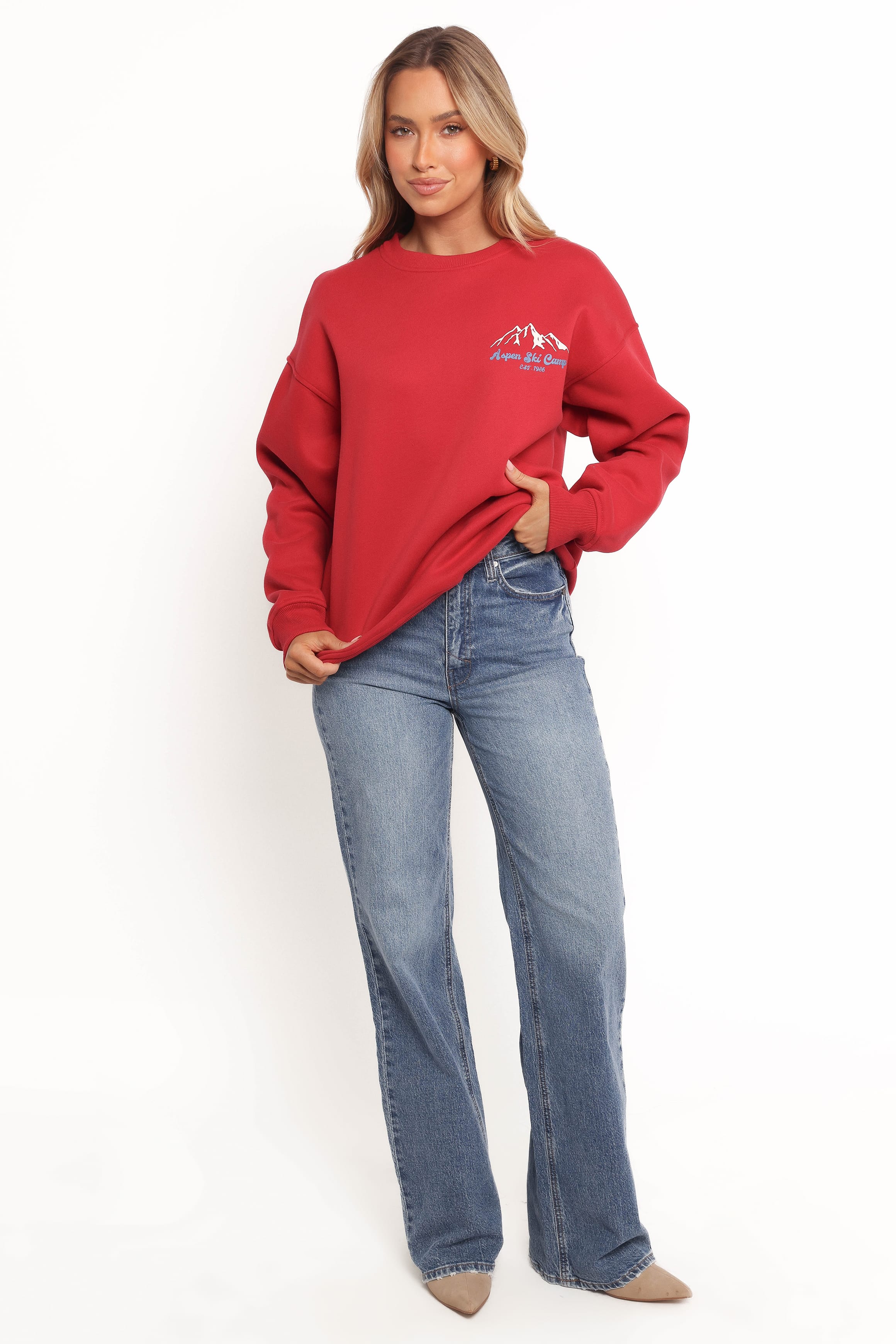 OUTERWEAR Torie Apres Ski Camp Sweatshirt - Cherry