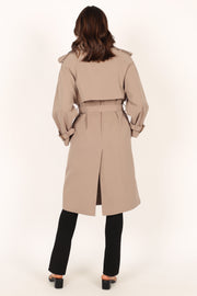 Outerwear @Trina Button Front Trench Coat - Mocha