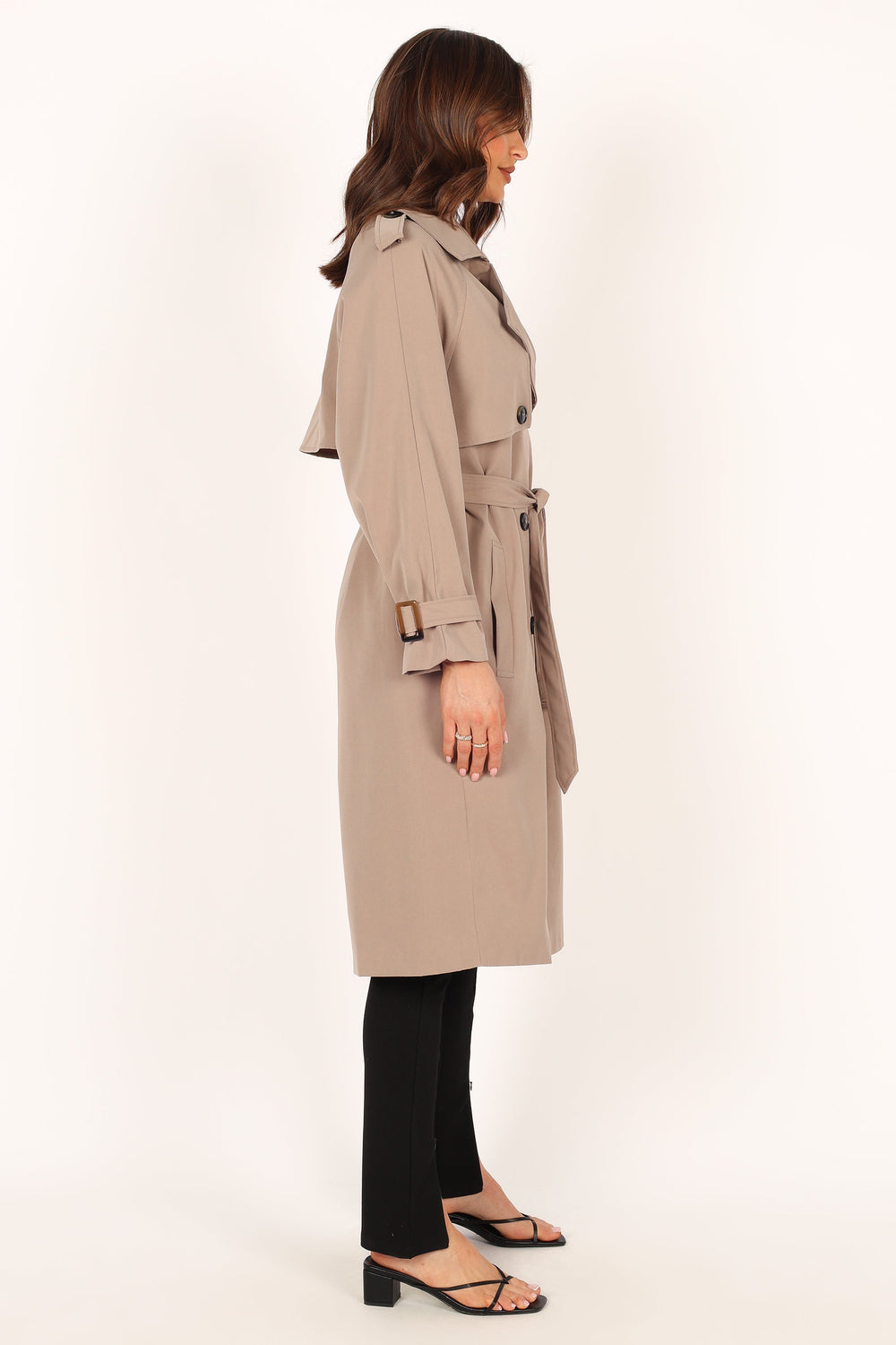 Outerwear @Trina Button Front Trench Coat - Mocha