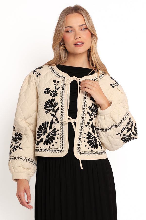 OUTERWEAR Vako Quilted Embroidered Jacket - Light Taupe