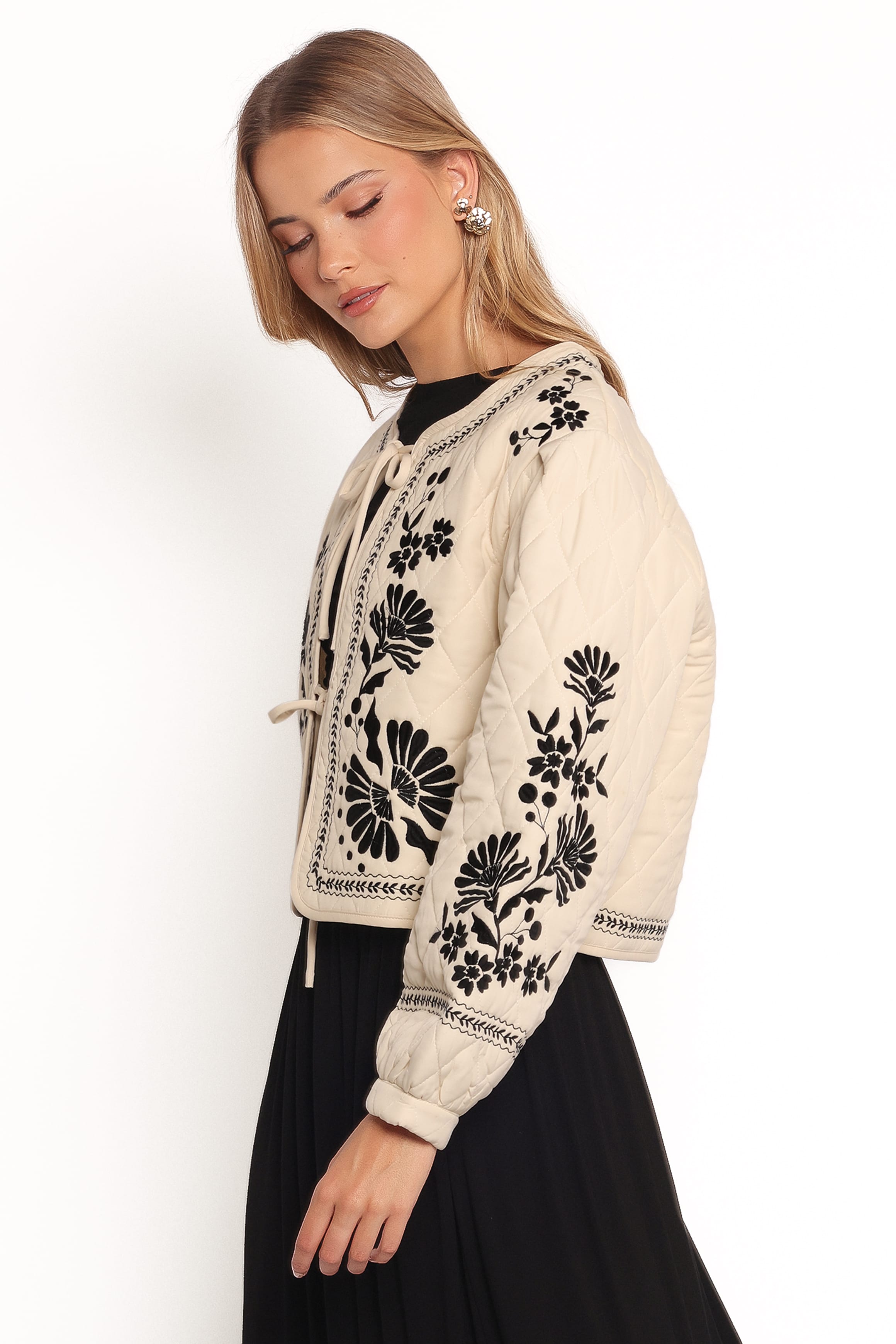 OUTERWEAR Vako Quilted Embroidered Jacket - Light Taupe