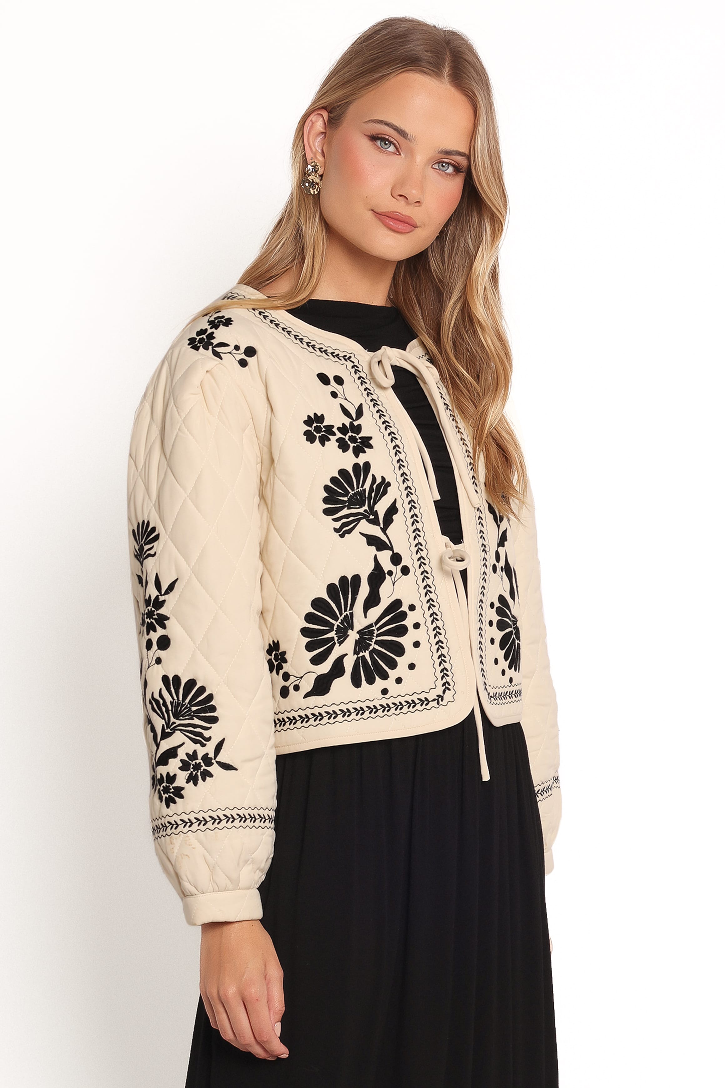OUTERWEAR Vako Quilted Embroidered Jacket - Light Taupe