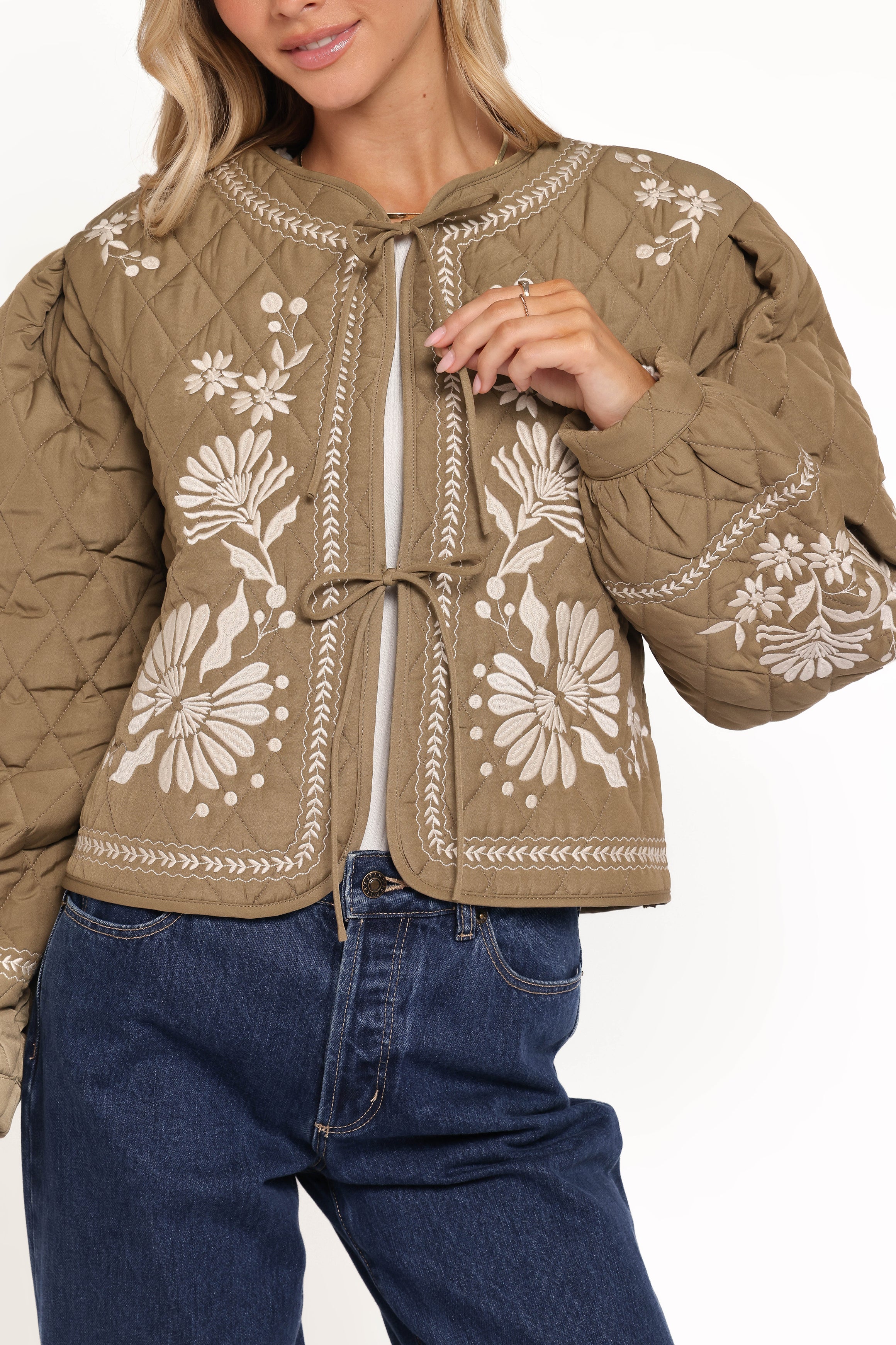 OUTERWEAR Vako Quilted Embroidered Jacket - Olive