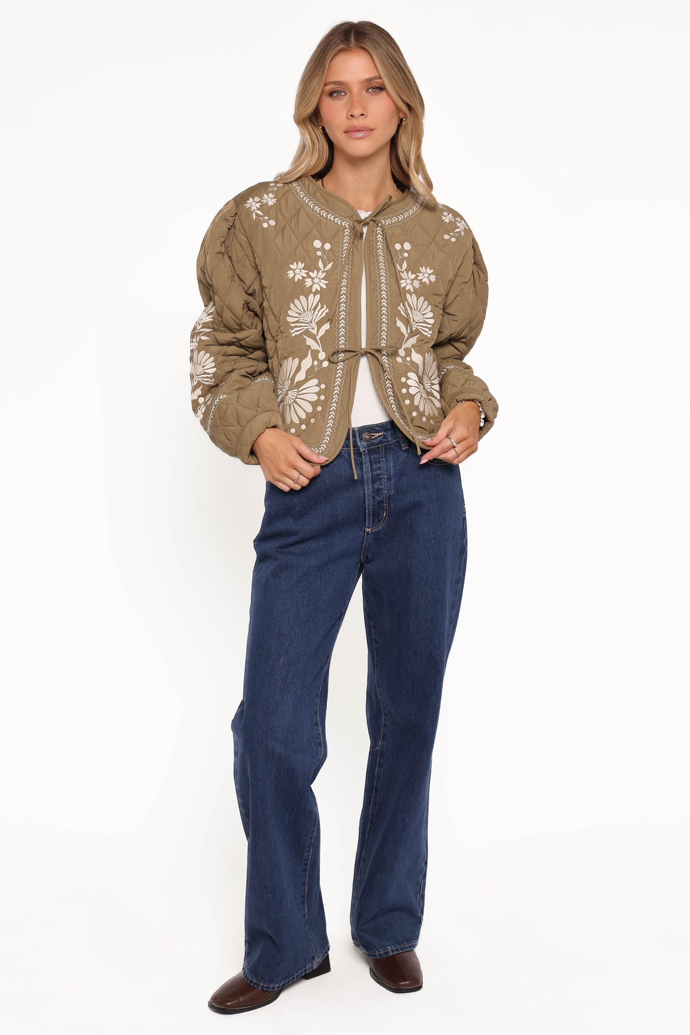 OUTERWEAR Vako Quilted Embroidered Jacket - Olive