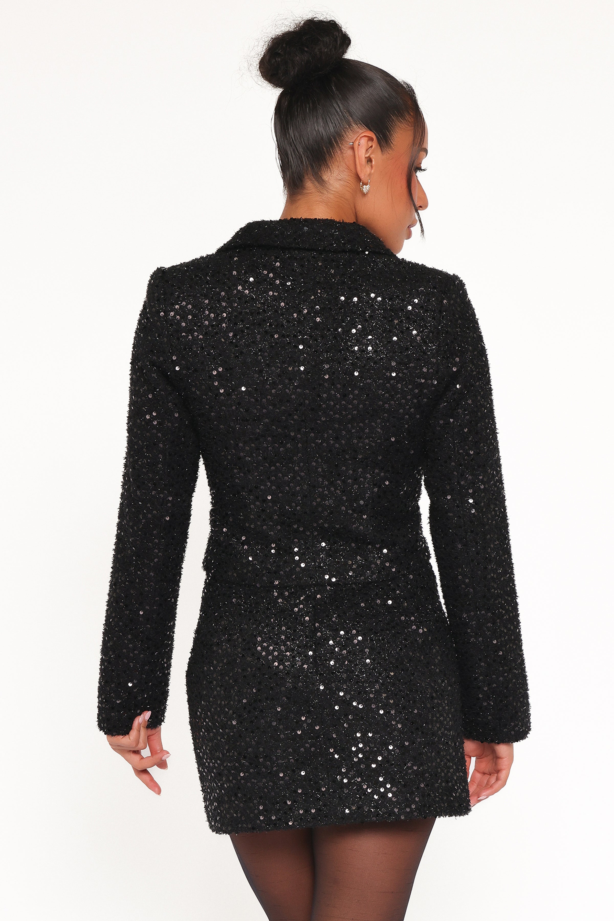 OUTERWEAR Valentina Cropped Blazer - Black Sequin