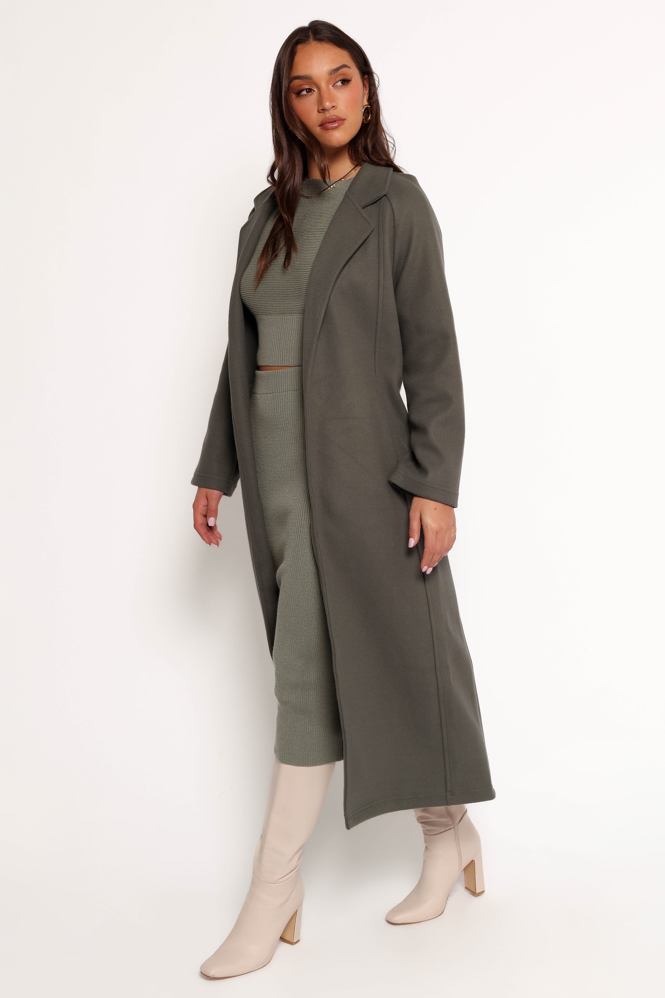OUTERWEAR Violeta Tie Front Coat - Olive