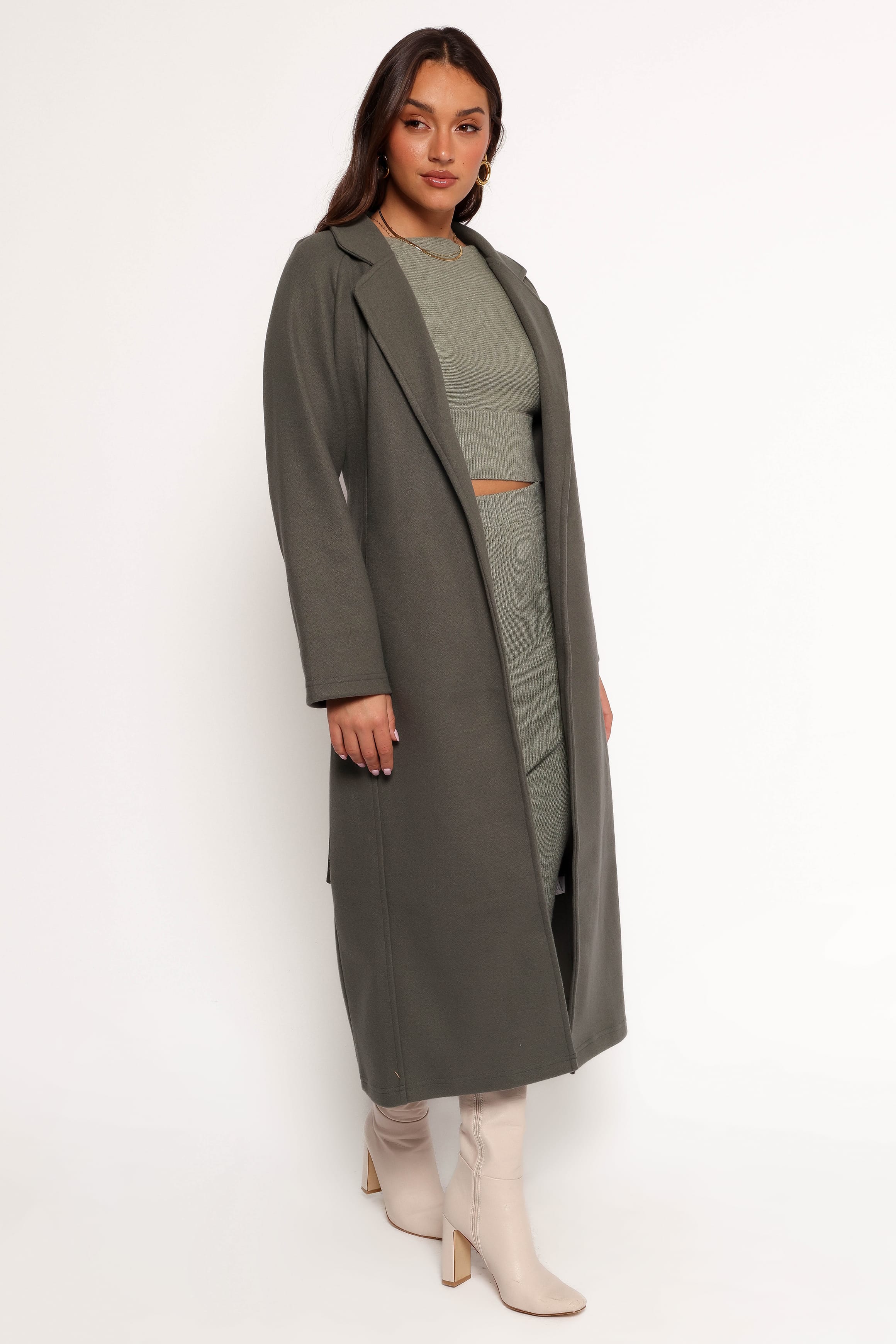 OUTERWEAR Violeta Tie Front Coat - Olive