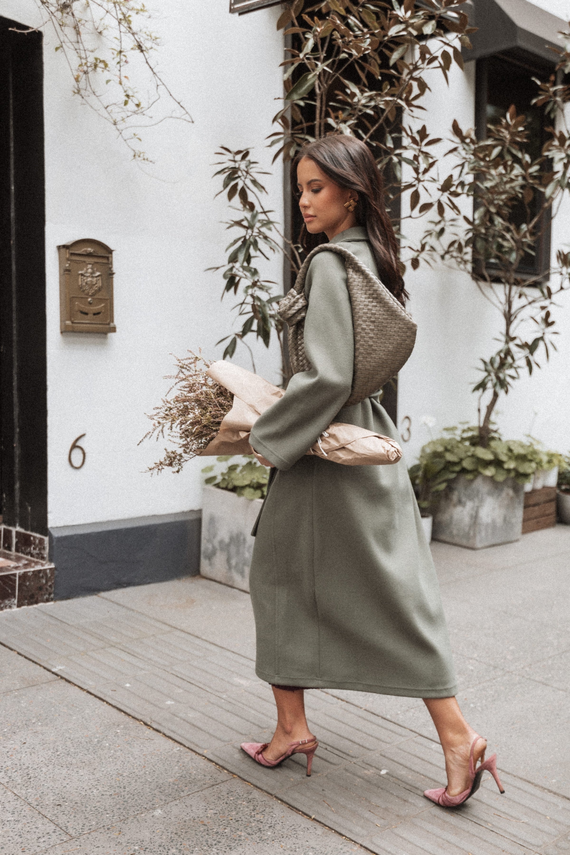 OUTERWEAR Violeta Tie Front Coat - Olive