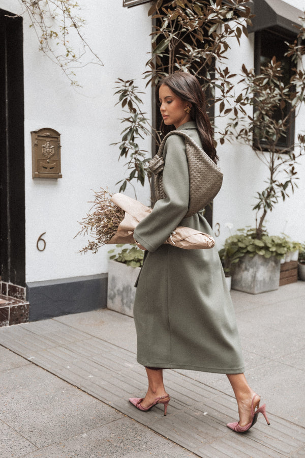 OUTERWEAR Violeta Tie Front Coat - Olive