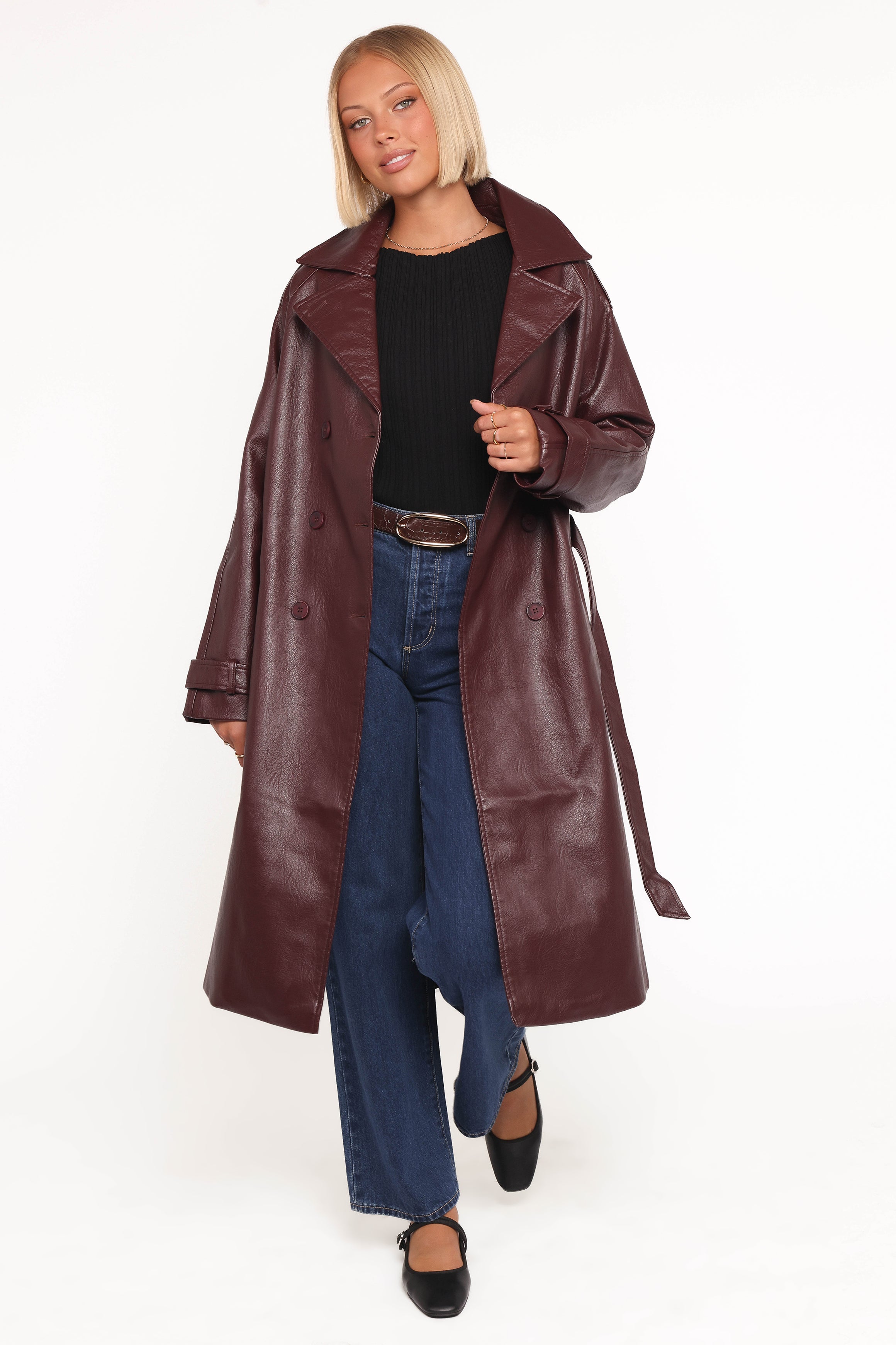 OUTERWEAR Vita Faux Leather Jacket - Burgundy