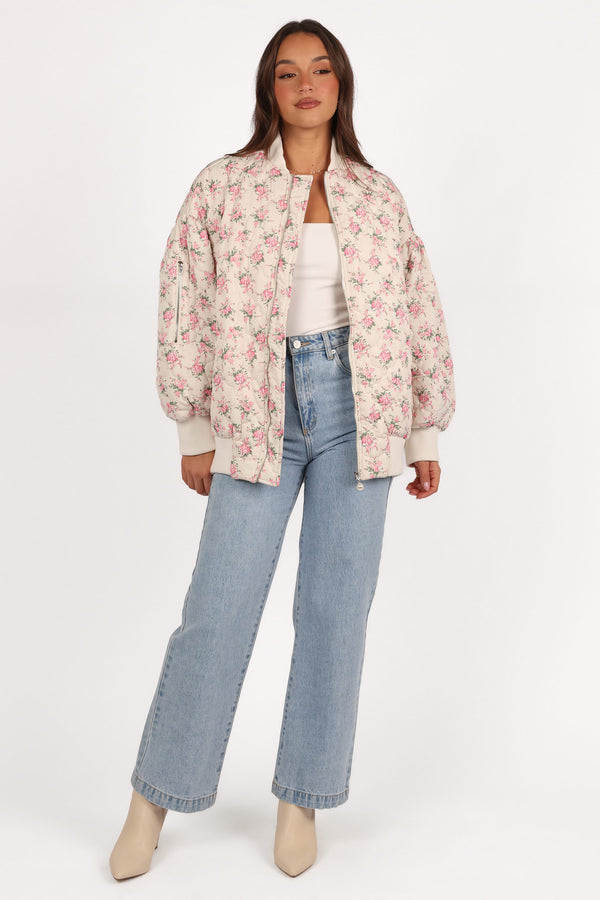 OUTERWEAR Yasmine Quilted Flower Jacket - Off White