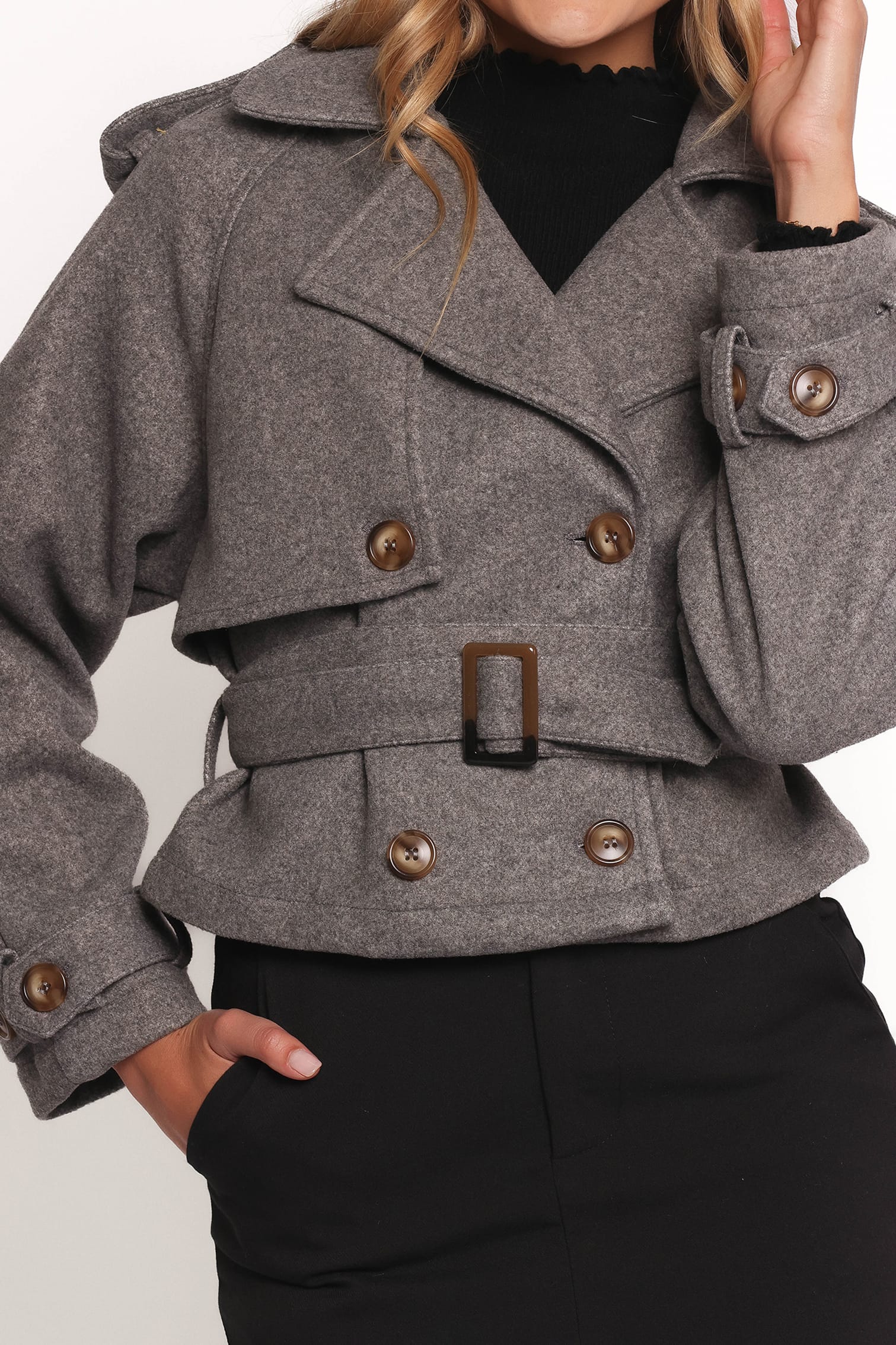OUTERWEAR Zayda Crop Jacket - Grey