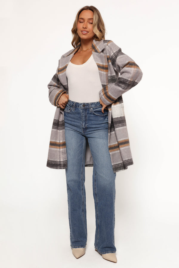 OUTERWEAR Zella Long Coat - Grey Multi