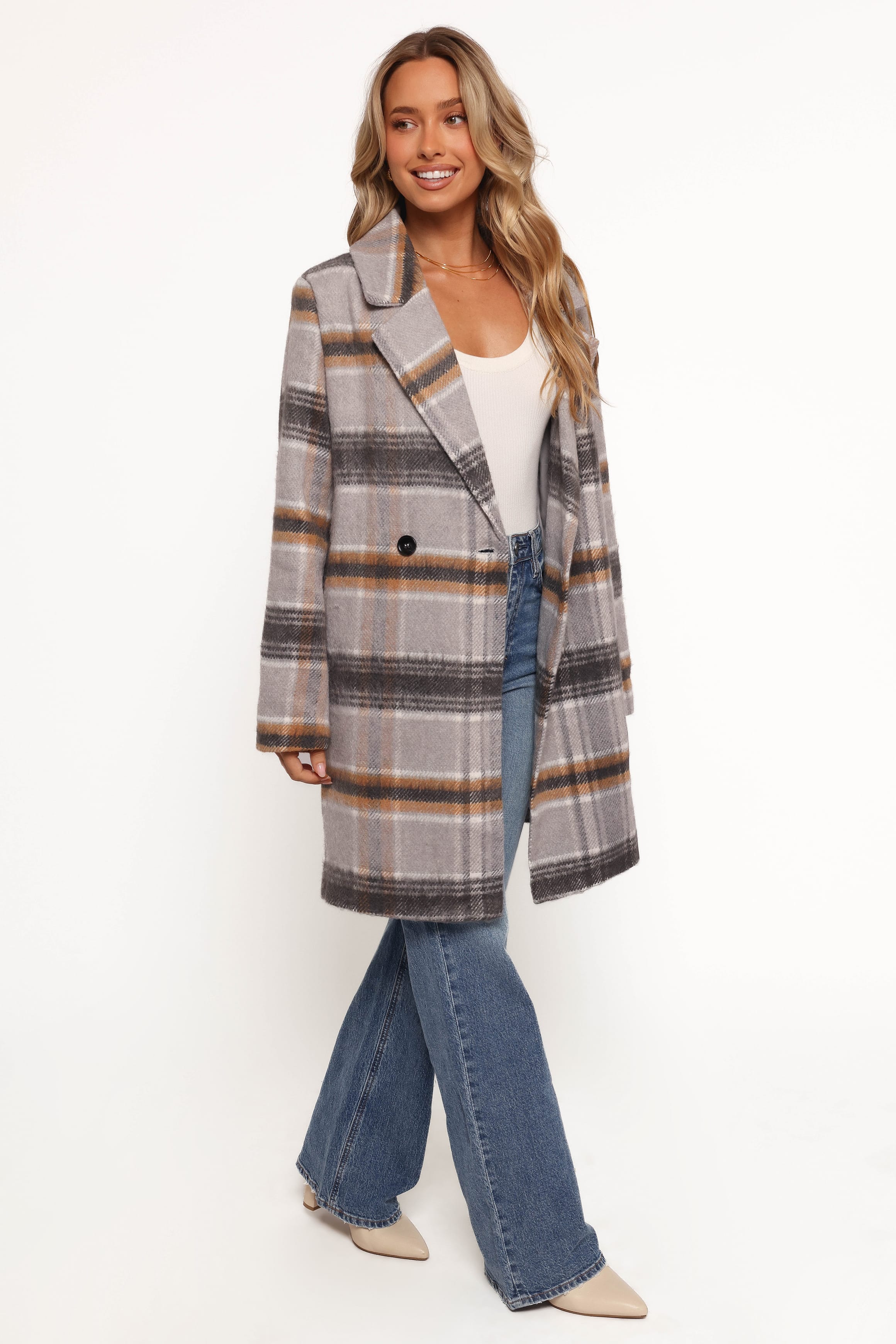 OUTERWEAR Zella Long Coat - Grey Multi