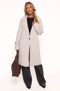 OUTERWEAR Zina Button Front Coatigan - Grey