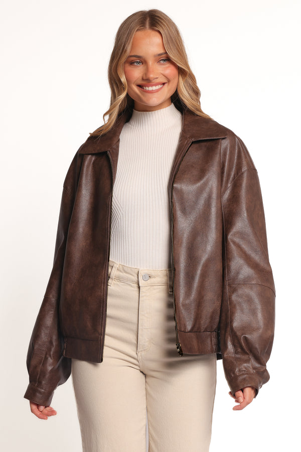 OUTERWEAR Zoe Bomber Jacket - Brown