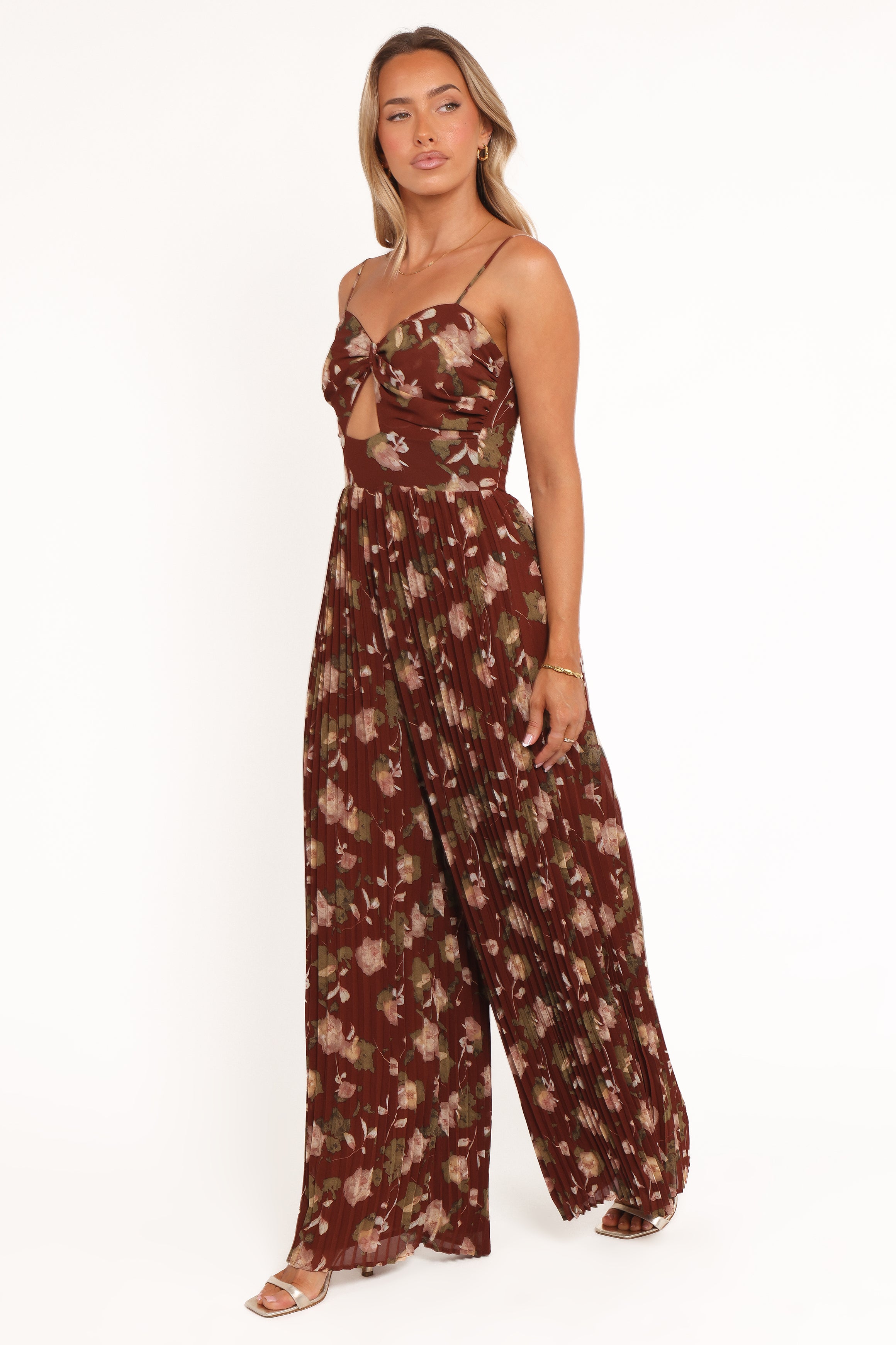PLAYSUITS Alice Wide Leg Jumpsuit - Brown Floral