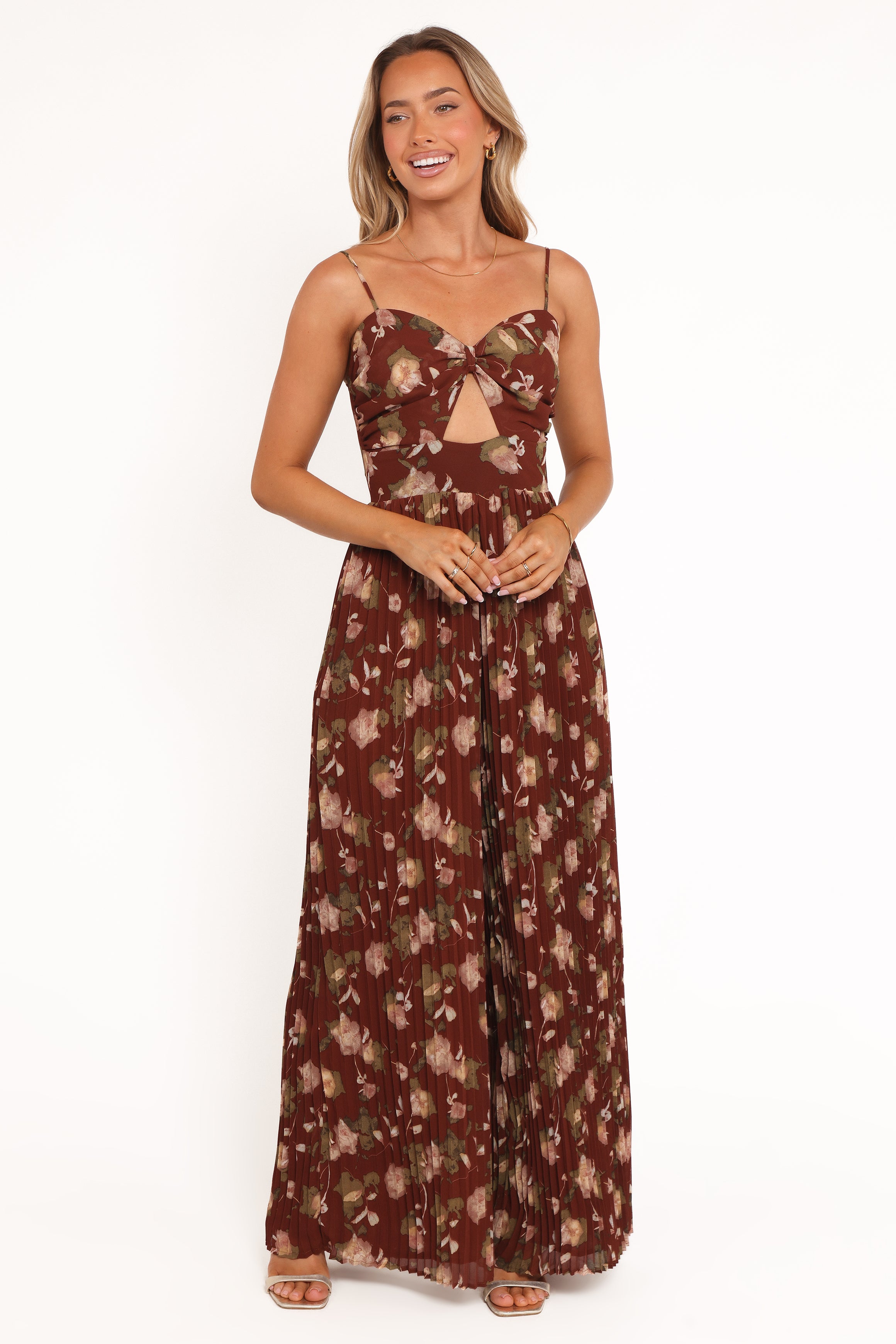 PLAYSUITS Alice Wide Leg Jumpsuit - Brown Floral