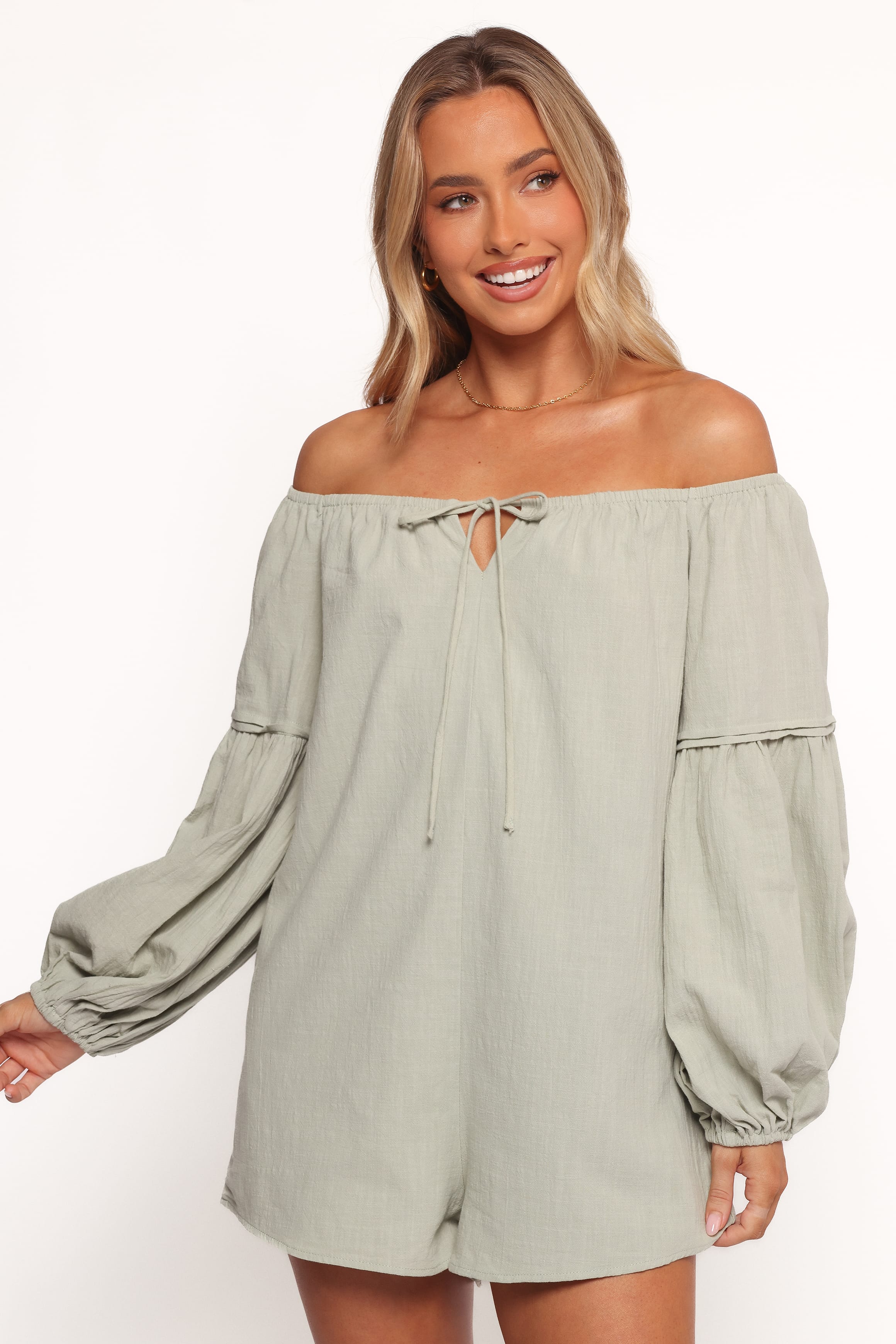 PLAYSUITS Anette Long Sleeve Playsuit - Sage