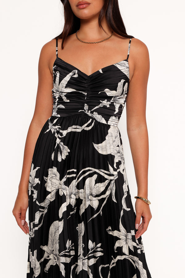 PLAYSUITS Angelique Pleated Jumpsuit - Black Floral