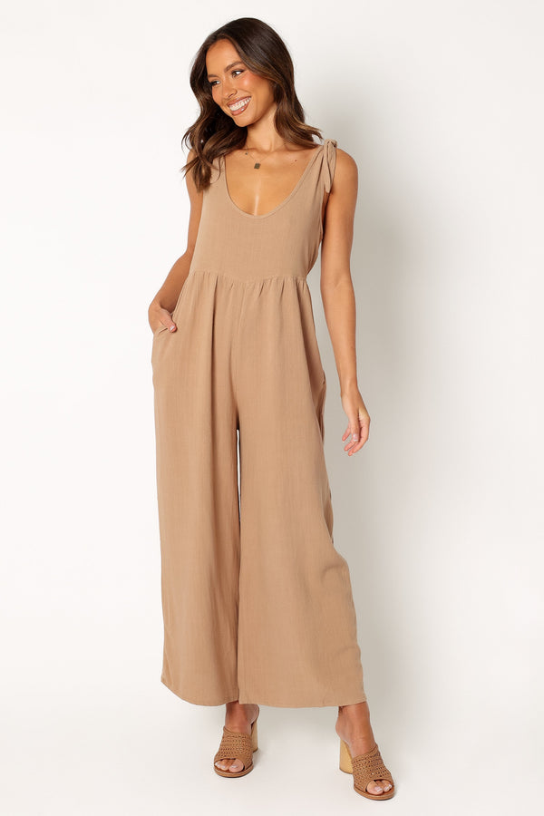 PLAYSUITS @Ayla Linen Jumpsuit - Mocha