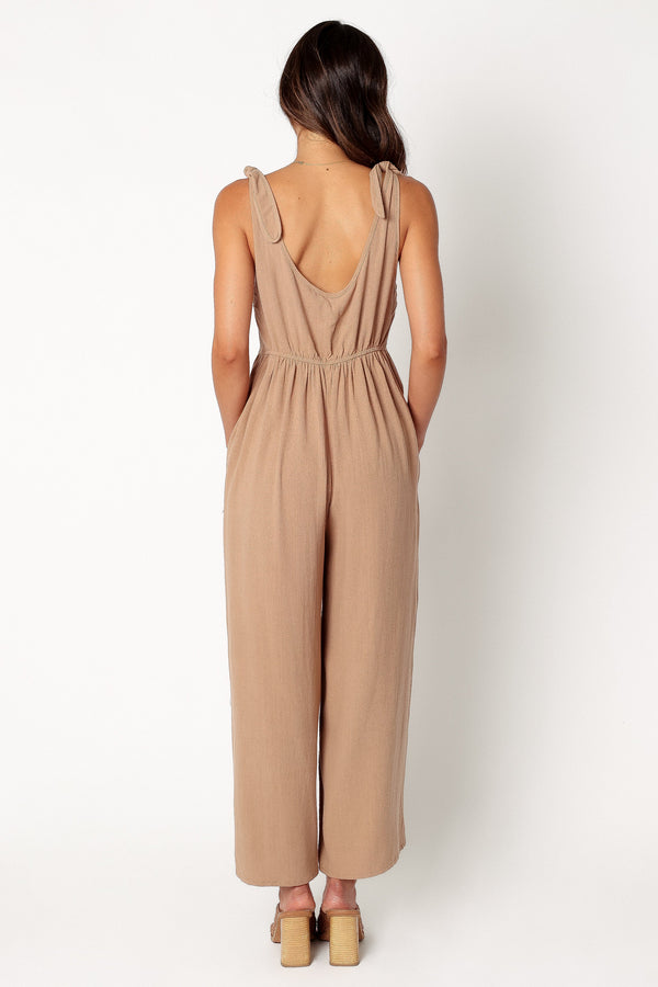 PLAYSUITS @Ayla Linen Jumpsuit - Mocha