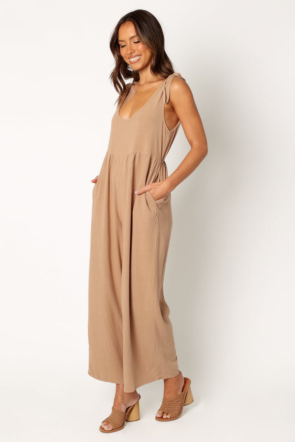 PLAYSUITS @Ayla Linen Jumpsuit - Mocha