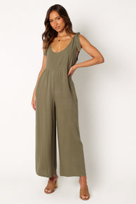 PLAYSUITS @Ayla Linen Jumpsuit - Olive