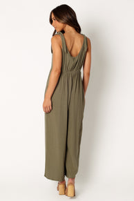 PLAYSUITS @Ayla Linen Jumpsuit - Olive