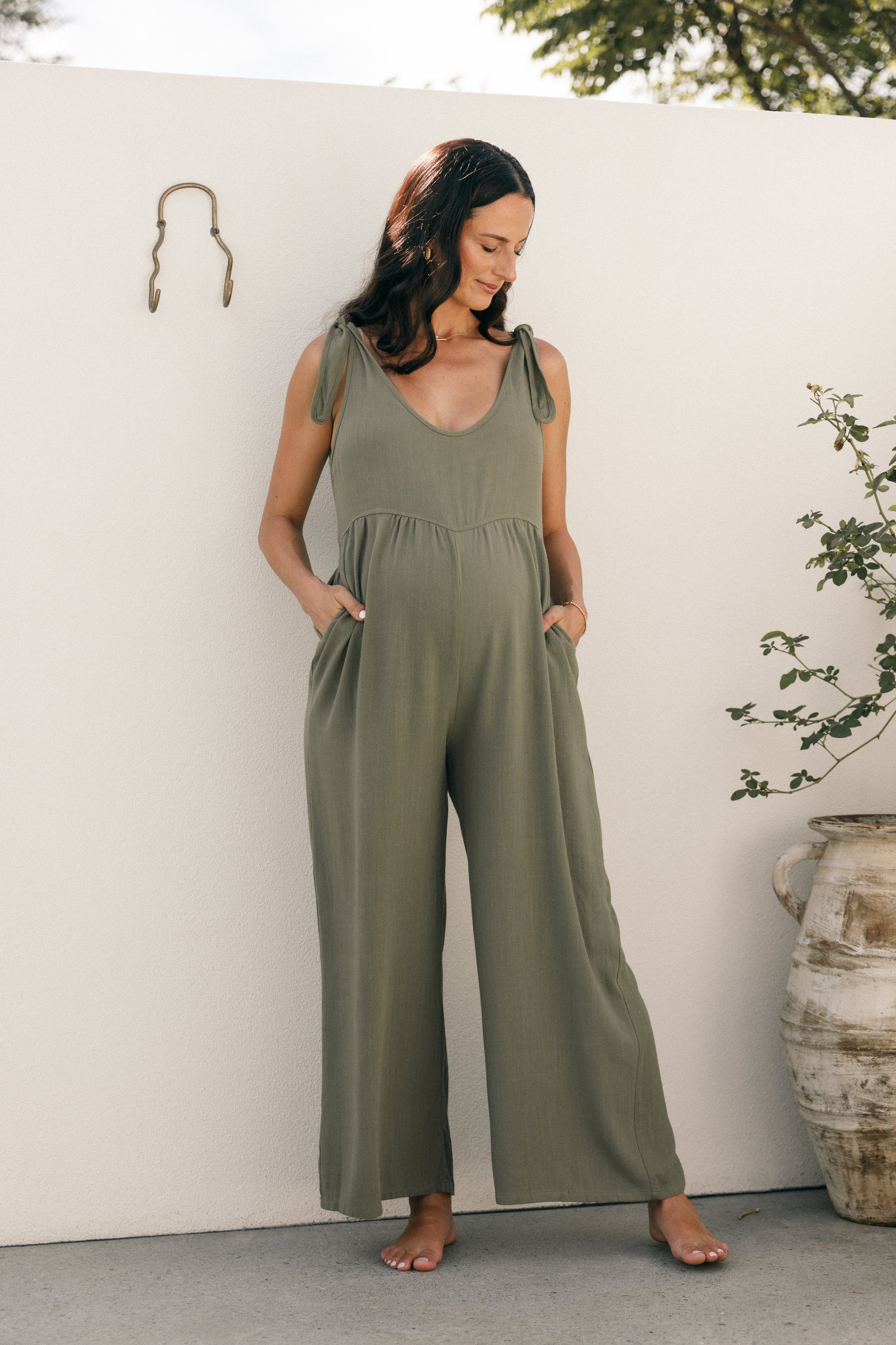 PLAYSUITS Ayla Linen Jumpsuit - Olive