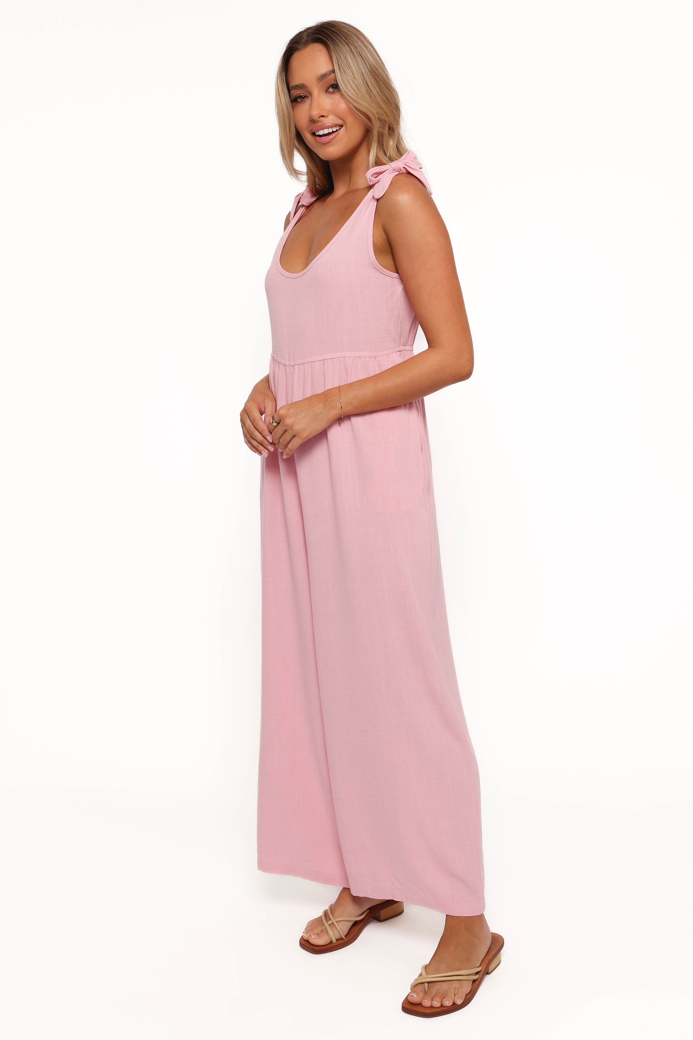 PLAYSUITS Ayla Linen Jumpsuit - Pale Pink