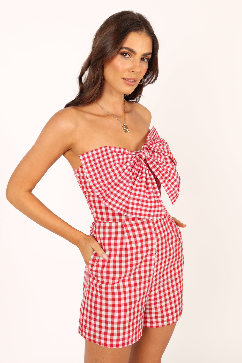 PLAYSUITS @Bambi Bow Romper - Red/White