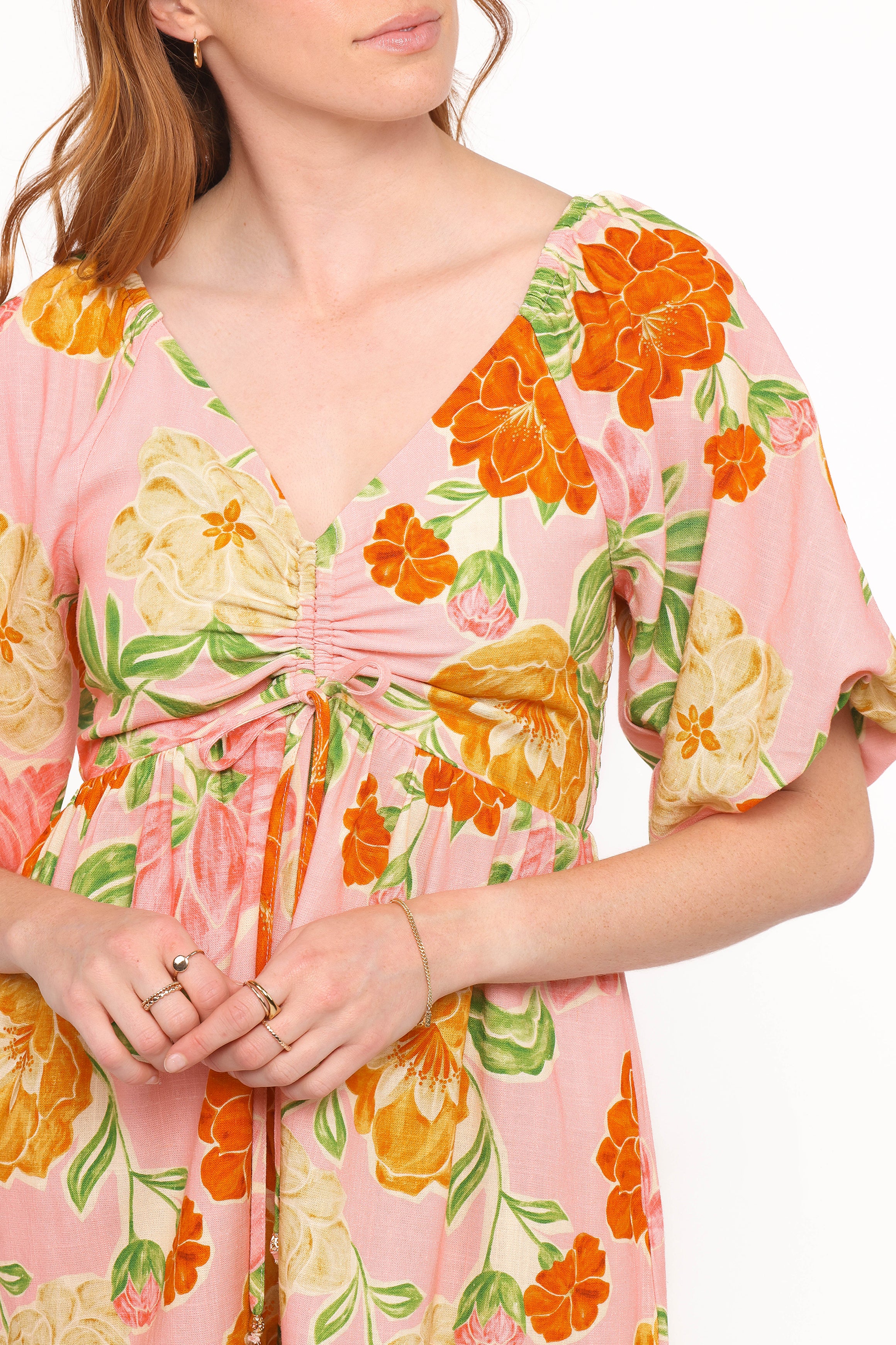 PLAYSUITS Blaire Puff Sleeve Playsuit - Pink Floral