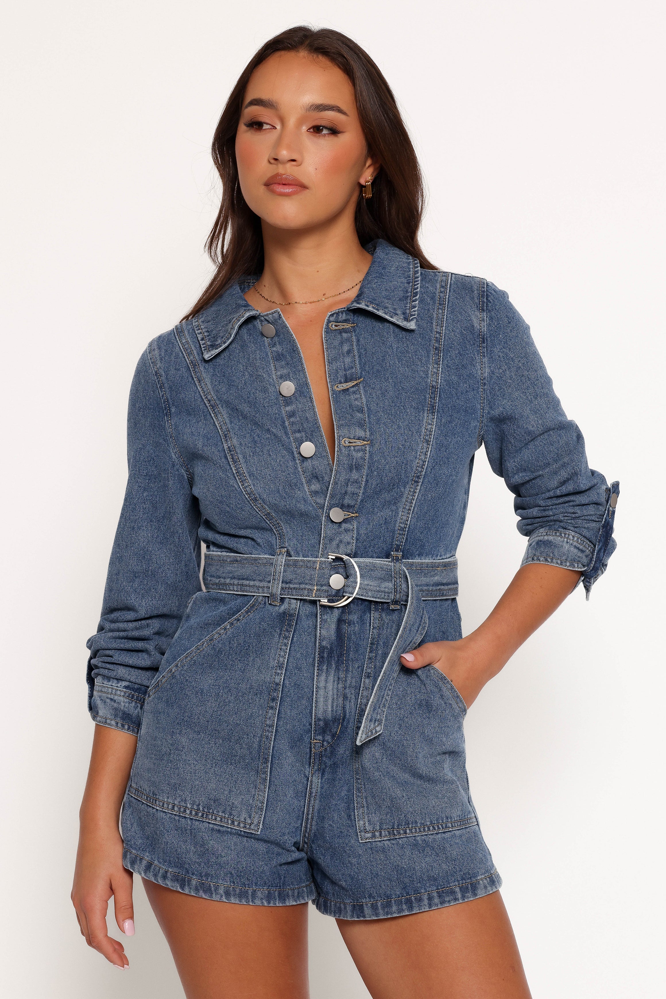 PLAYSUITS Brady Denim Playsuit - Blue