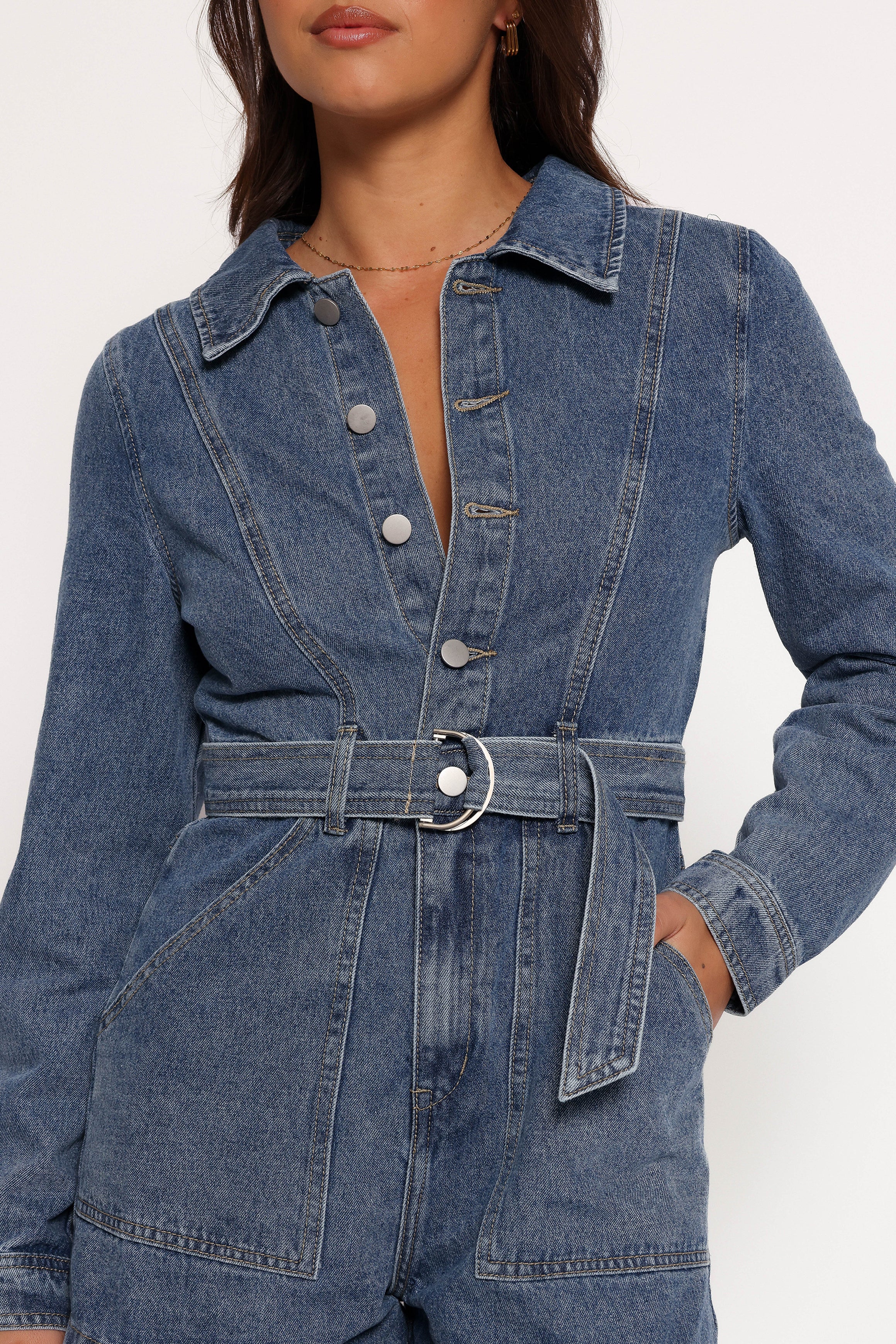 PLAYSUITS Brady Denim Playsuit - Blue