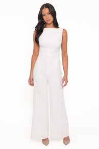 PLAYSUITS Brenda Lace Back Jumpsuit - White
