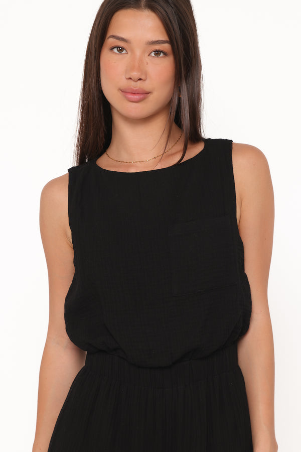 PLAYSUITS Brenna Cotton Jumpsuit - Black