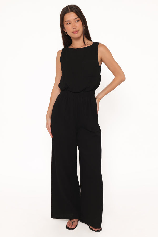 PLAYSUITS Brenna Cotton Jumpsuit - Black