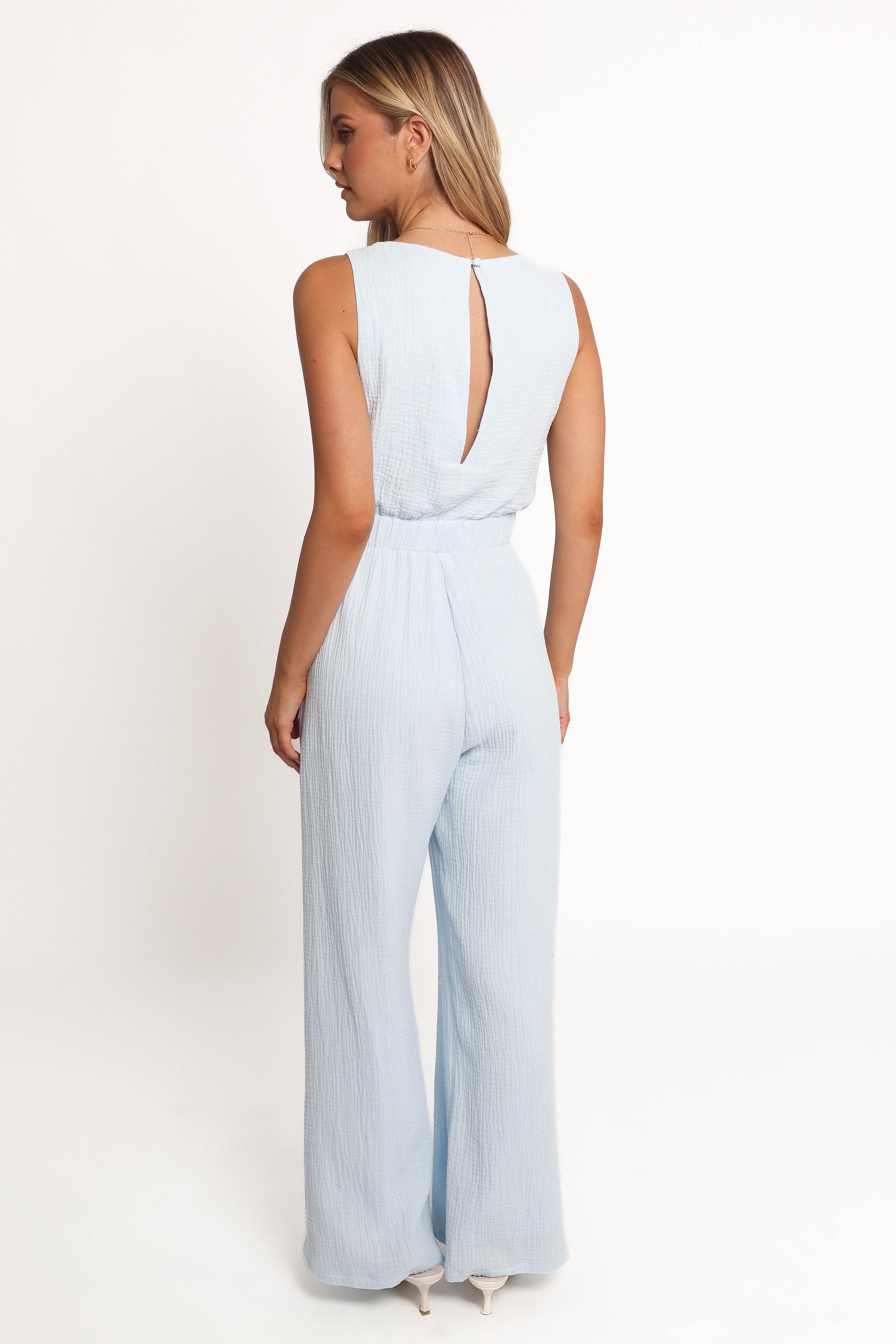 PLAYSUITS Brenna Cotton Jumpsuit - Pale Blue