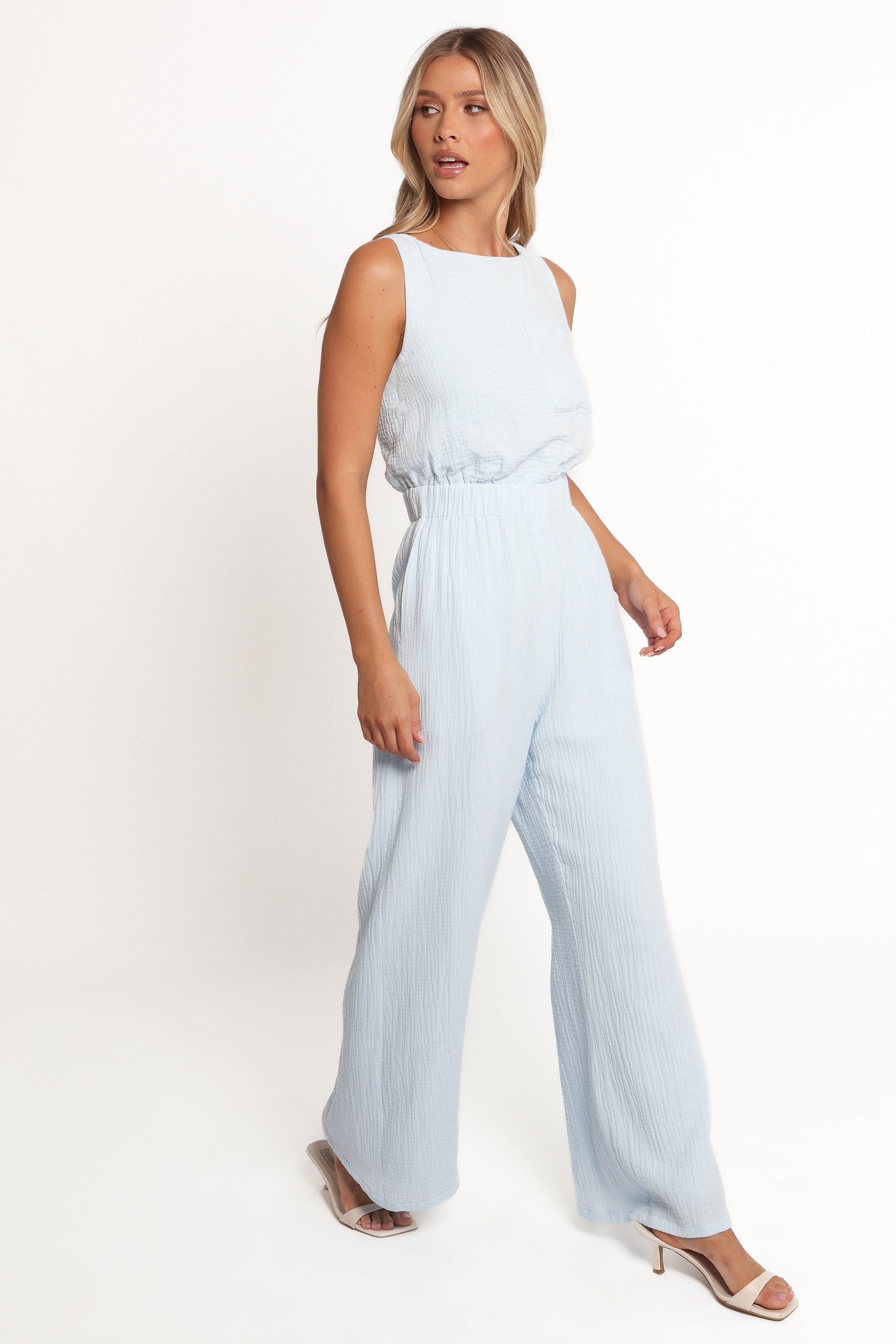 PLAYSUITS Brenna Cotton Jumpsuit - Pale Blue