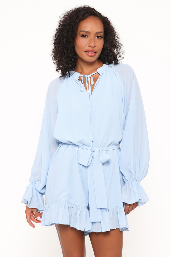 PLAYSUITS Brianna Long Sleeve Playsuit - Blue
