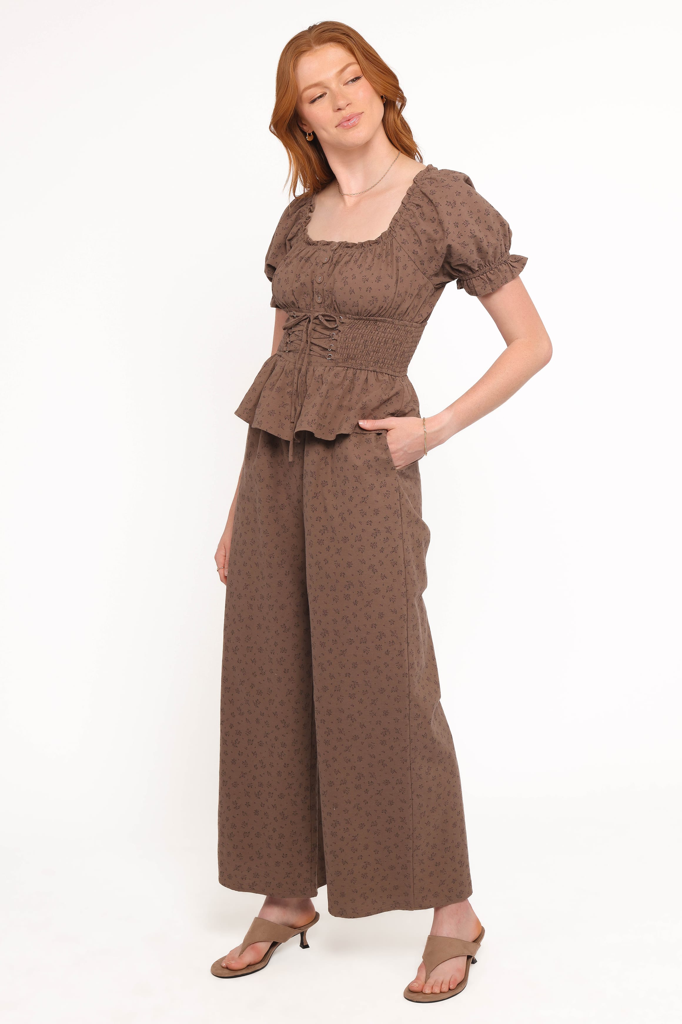 PLAYSUITS Bridget Jumpsuit - Taupe Purple Floral