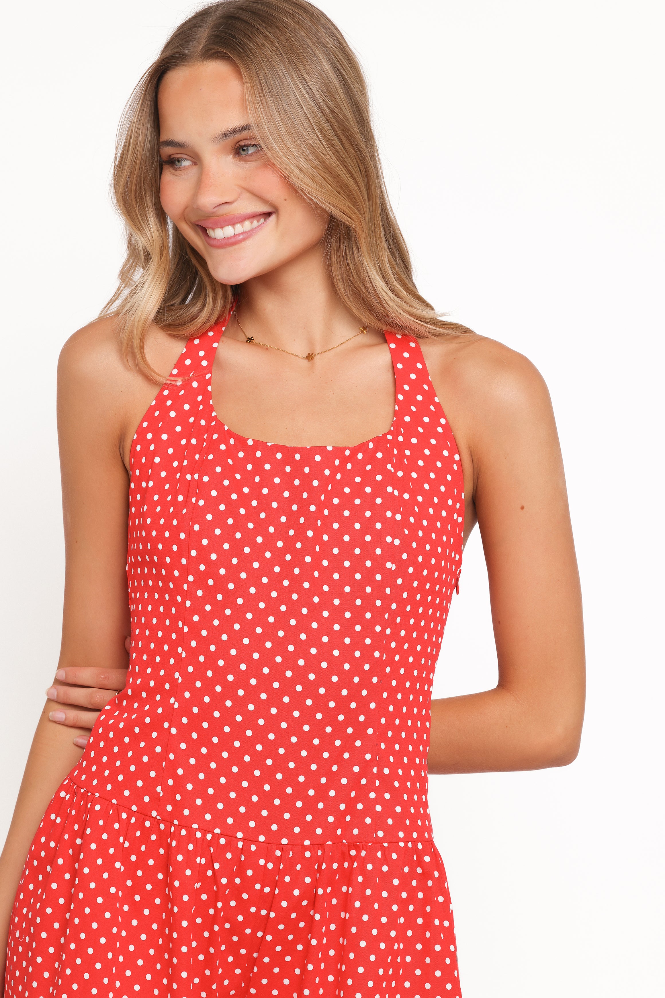 PLAYSUITS Briella Halter Neck Playsuit - Red White Polka Dot