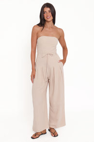 PLAYSUITS @Calliope Tie Waist Jumpsuit - Wheat