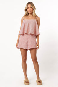 PLAYSUITS @Cambria Romper - Cream Red Stripe