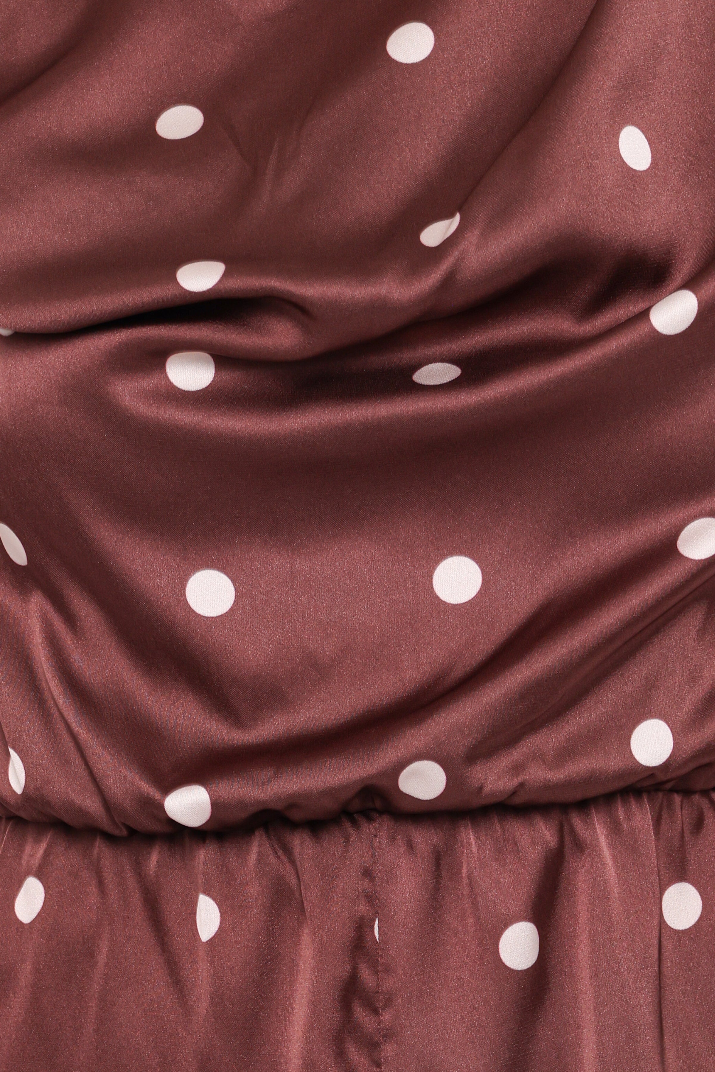 PLAYSUITS Cassidy One Shoulder Playsuit - Brown Polka Dot